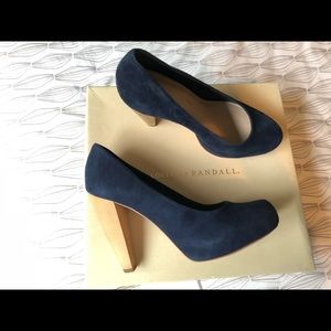 Loeffler Randall Blue Suede Wooden Heel Pumps 7.5